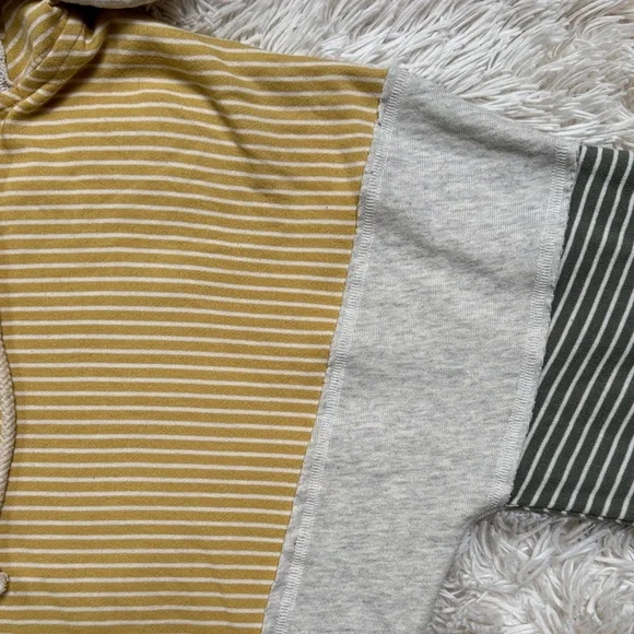 🎉HP🎉 Hem & Thread Striped Terry Hoodie 💗 Mustard Sage Green & Gray - Picture 6 of 16